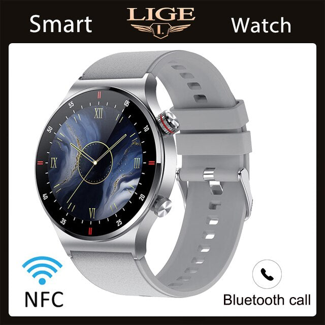 NFC Bluetooth Smart Watch with HD Screen, Sport Bracelet, Waterproof, Custom Watch Face for Men