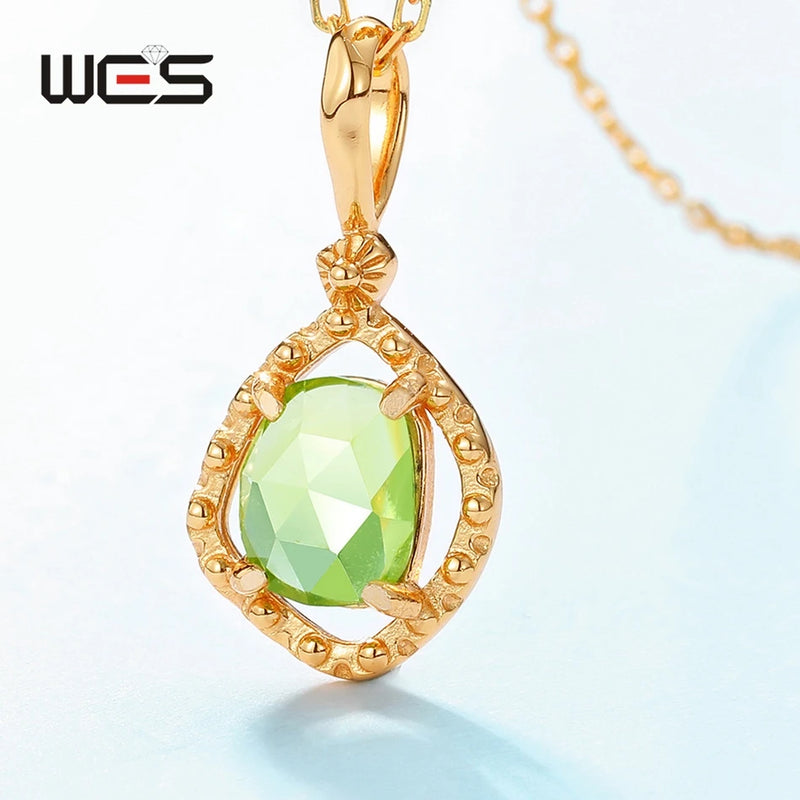 Sterling Silver Peridot Pendant Necklace for Woman