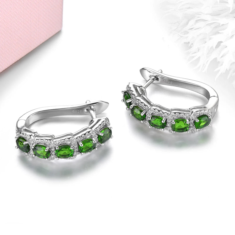 Sterling Silver Chrome Diopside Clip Earrings 2.50 Carats for Women