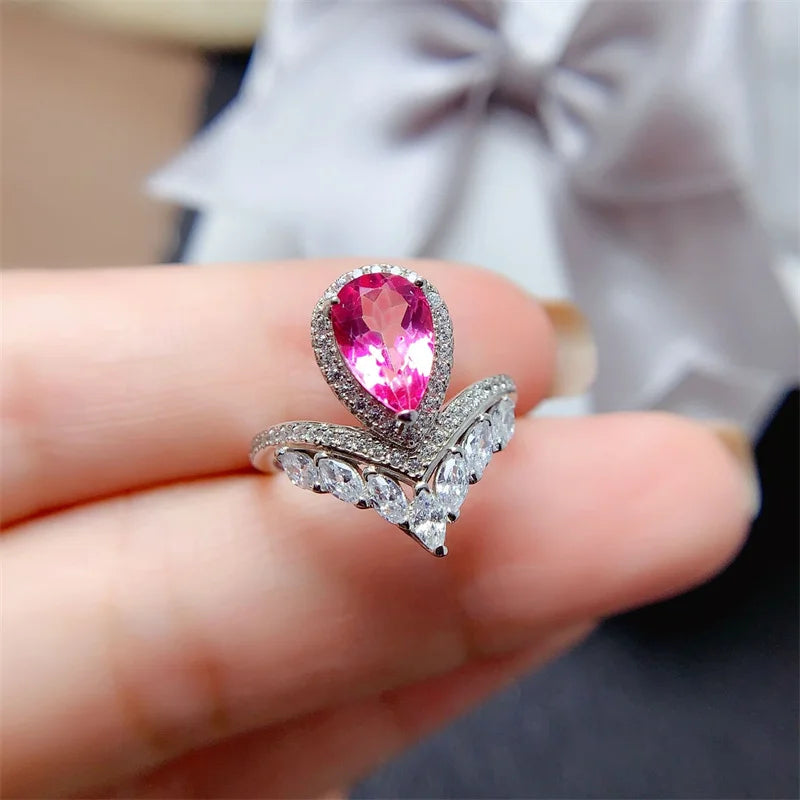 Sterling Silver Pink Topaz Ring for Women