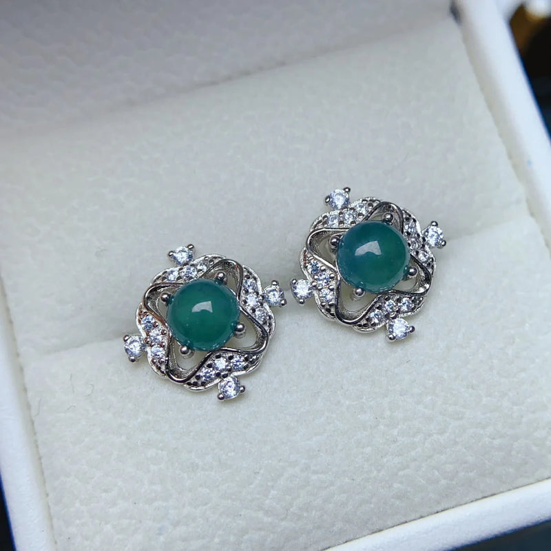 sterling silver 6mm emerald earrings for women