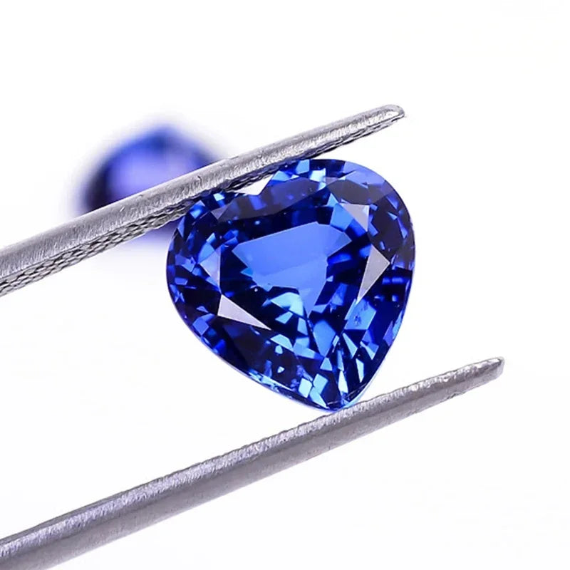 Sterling Silver Lab Grown Heart Cut Sapphire Blue Loose Gemstone for Jewellery Making