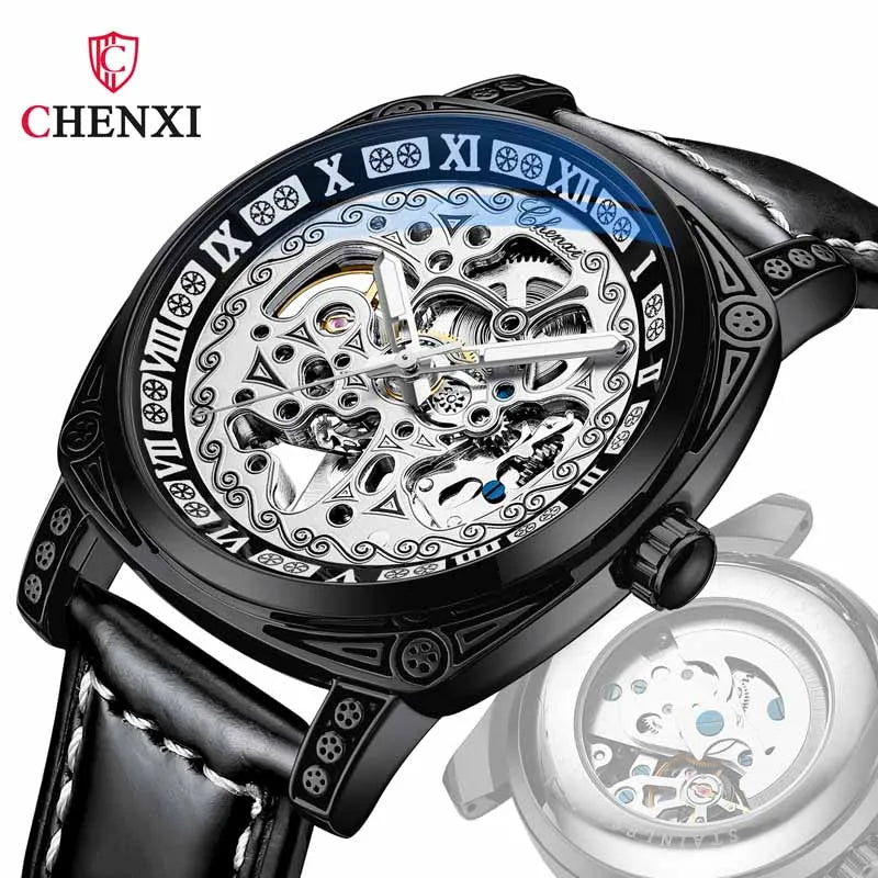 Stainless Steel Skeleton Design Automatic Luminous Men's Watch