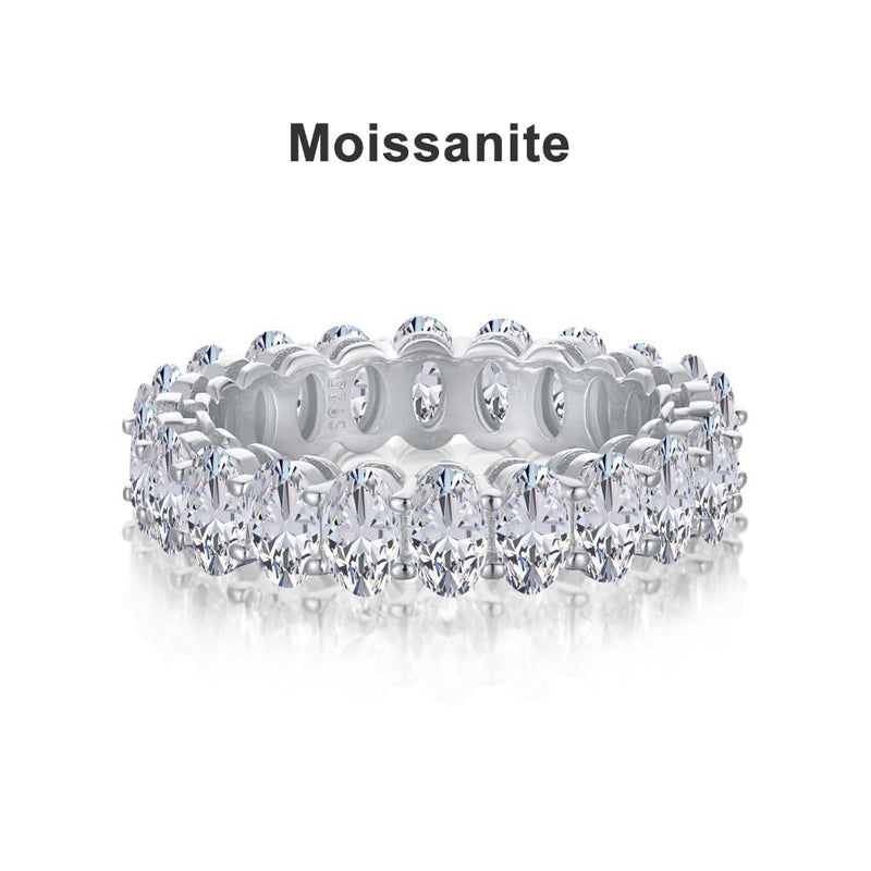 925 Silver Plated 3 Carat Oval Moissanite Ring for Women and Men