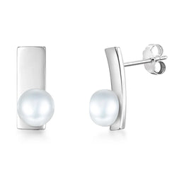 925 Sterling Silver Freshwater Pearl Stud Earrings for Women