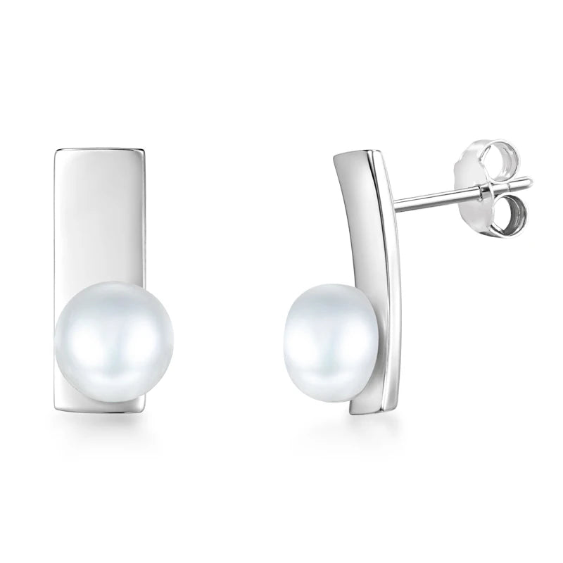 925 Sterling Silver Freshwater Pearl Stud Earrings for Women