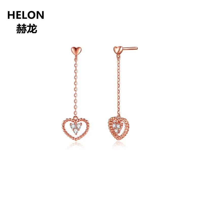 18k Rose Gold Cubic Zirconia Drop Earrings for Women