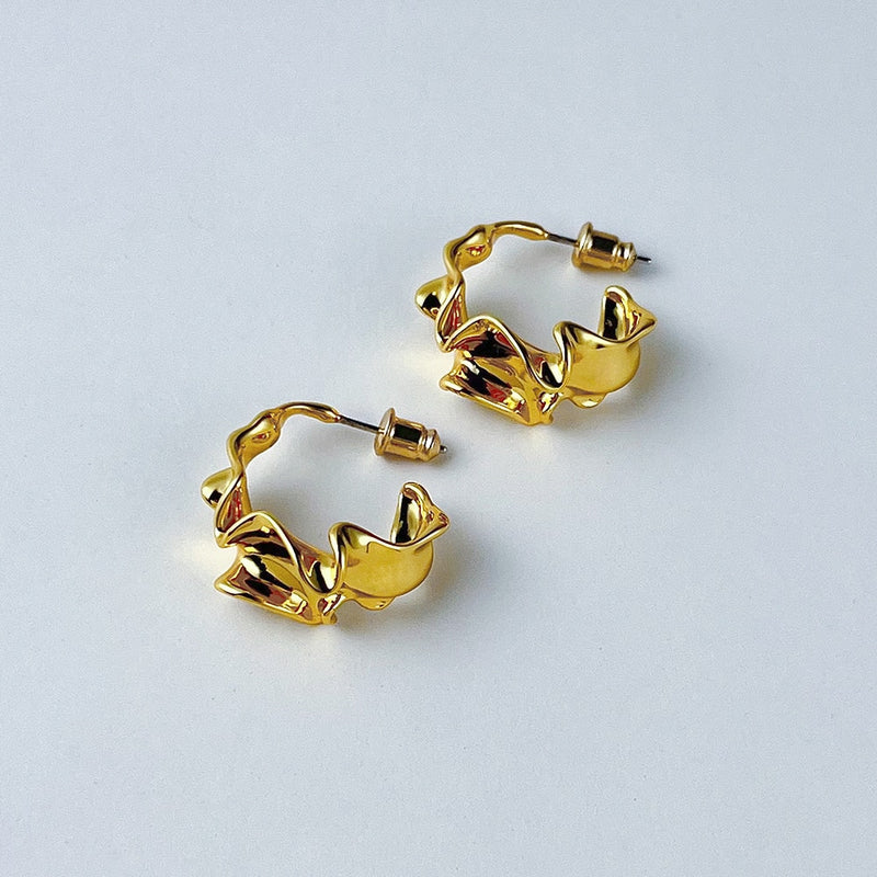 ENFASHION Piercing Hoop Earrings For Women Christmas New In Ruffle Earings Fashion Jewelry Gold Color Pendientes Mujer E221447