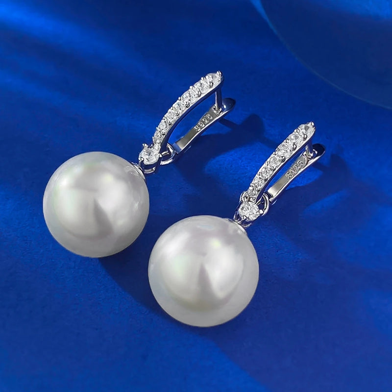 925 Sterling Silver Pearl Drop Earrings for Women