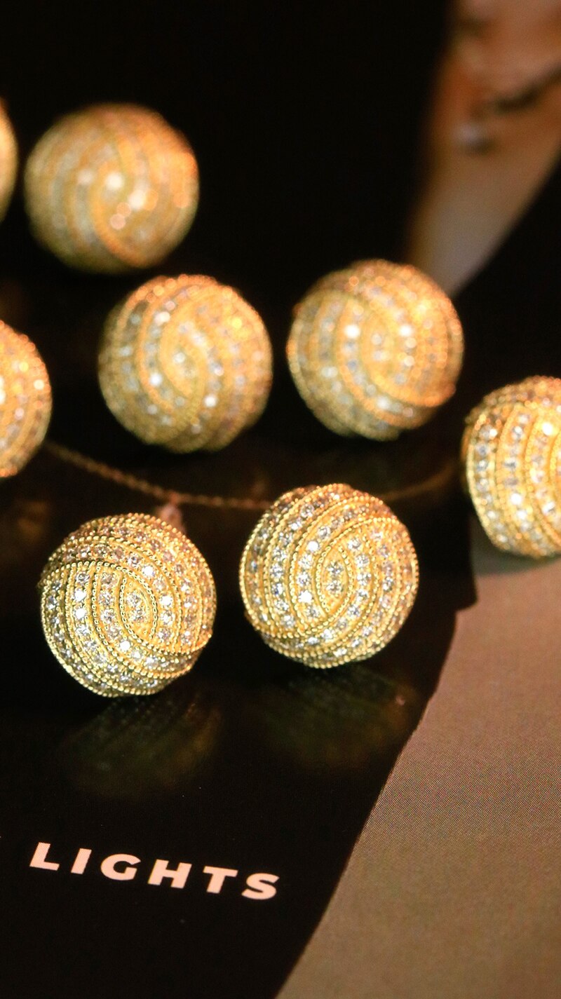 18K Yellow Gold Natural Diamond Ball Earrings for Women