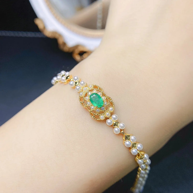 sterling silver emerald bracelet for women