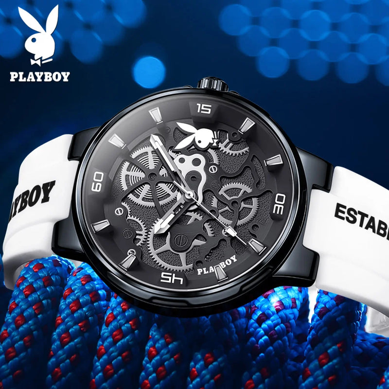 Stainless Steel Silicone Waterproof Sports Watch for Men