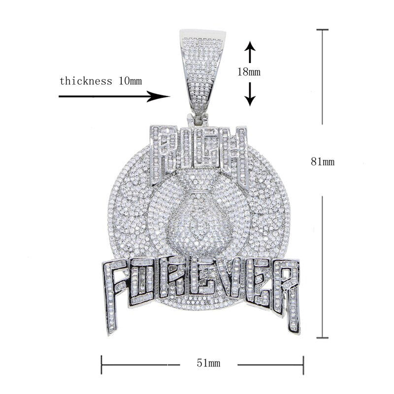 Gold Plated Iced Out Cz Letter Pendant Necklace for Men