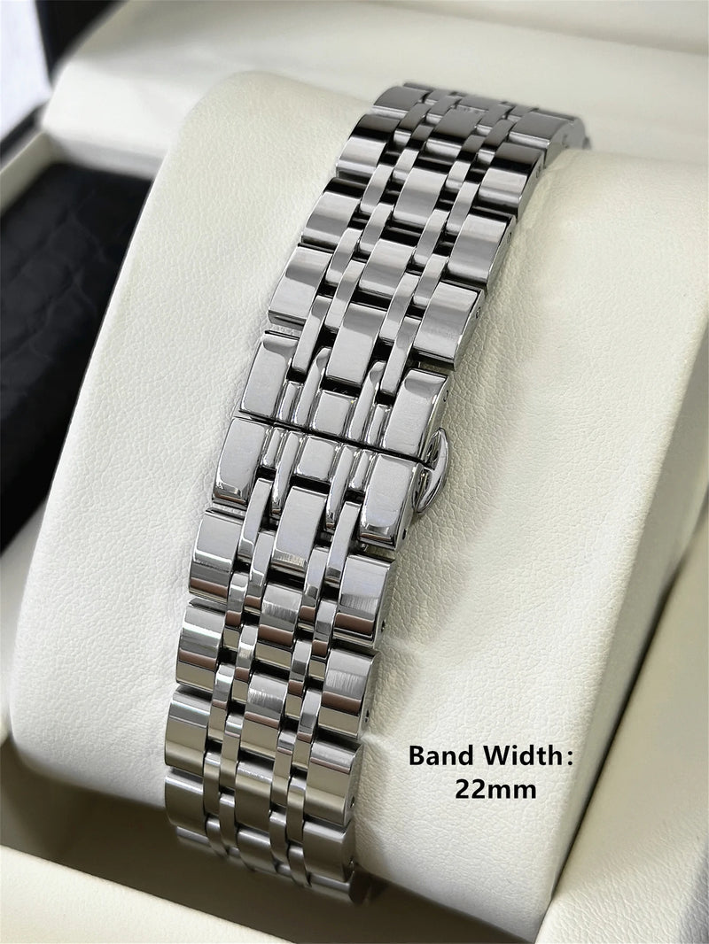 Luxury Silver Stainless Steel Wristwatch with Luminous Display and Waterproof Design for Men