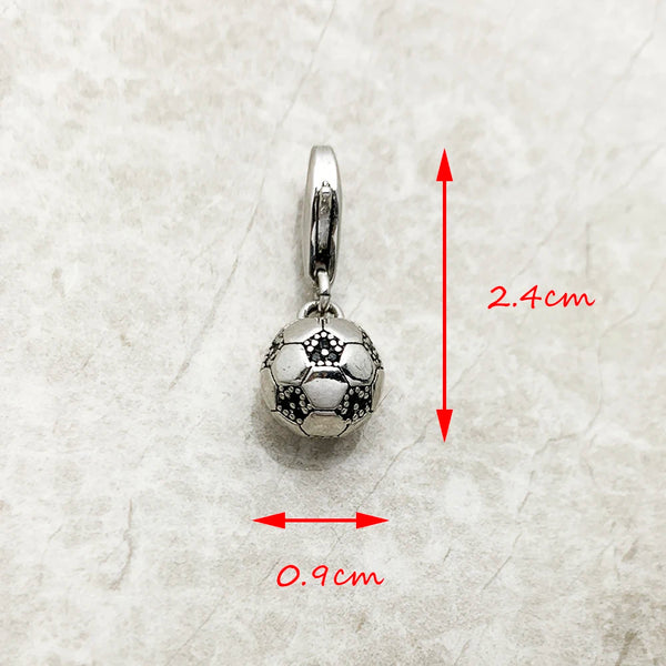 Sterling Silver Football Soccer Charms Necklace for Women & Men