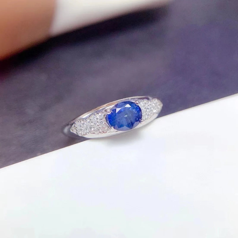 925 Sterling Silver Natural Sapphire Ring for Women