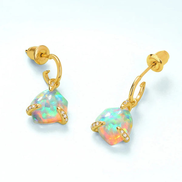 925 Sterling Silver Opal Dangle Earrings for Women