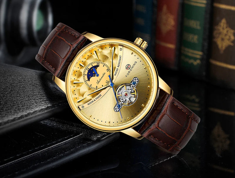 Stainless Steel Leather Luxury Automatic Watch for Men