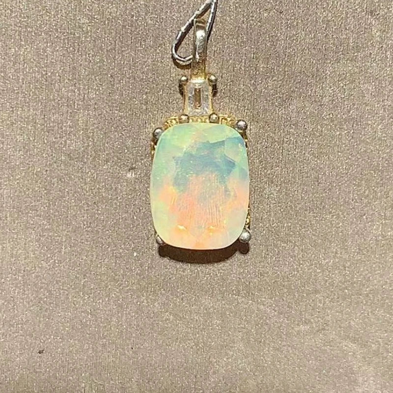 Sterling Silver Natural Opal Pendant for Women