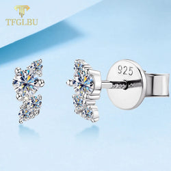 925 Sterling Silver All Moissanite Stud Earrings for Women