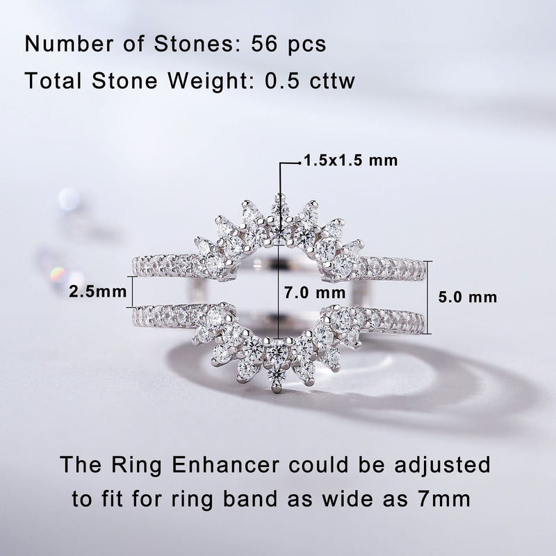 925 Sterling Silver Sunflower Ring Enhancer with AA Cubic Zircon for Women