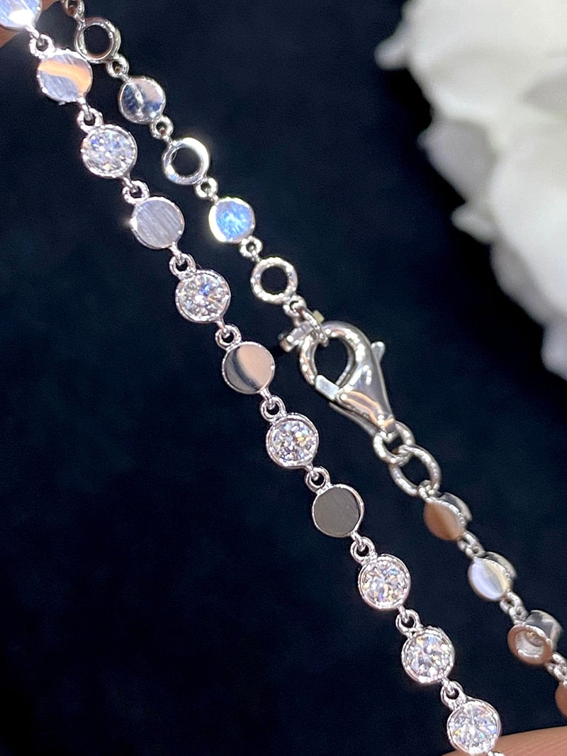 18K White or Rose Gold Real Natural Diamond Bracelet for Women