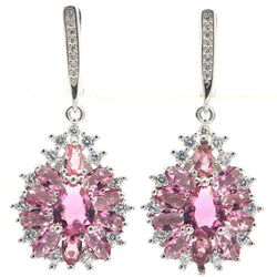 925 Sterling Silver Amethyst, Tourmaline, and CZ Earrings for Females