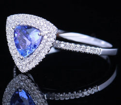 14K White Gold Tanzanite Diamond Ring for Women