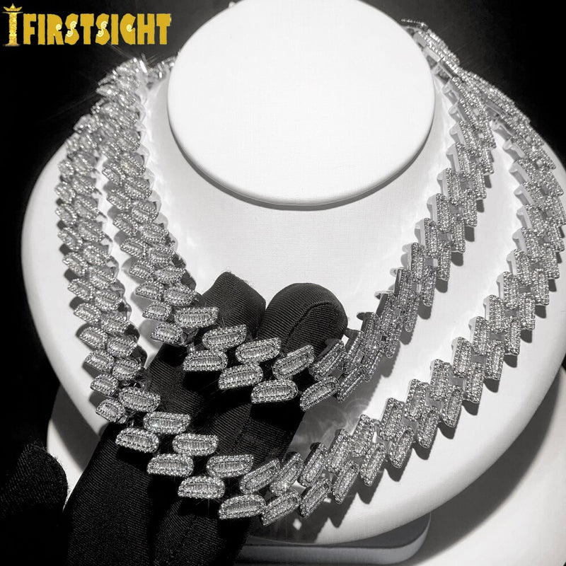 Silver Plated 16MM Cubic Zirconia Iced Out Cuban Link Chain for Men