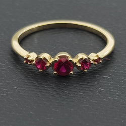 18K Yellow Gold 0.23ct Ruby Engagement Ring for Women