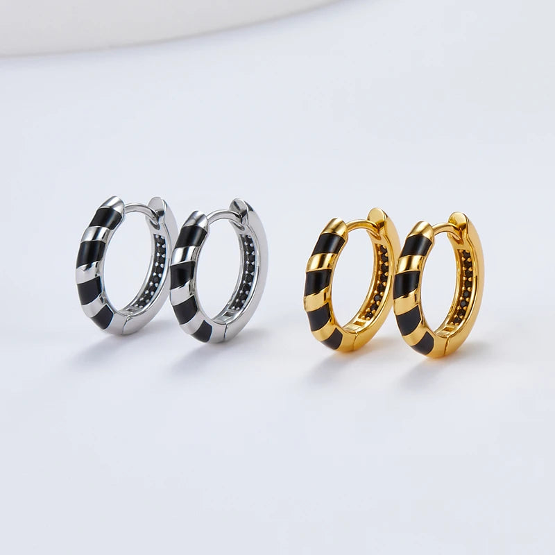 Sterling Silver Colorful Epoxy Resin Hoop Earrings for Women