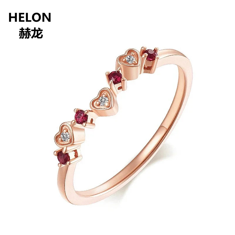 14k Rose Gold Ruby Diamond Engagement Ring for Women