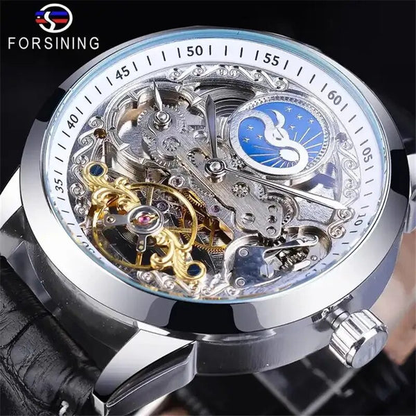 Stainless Steel Moon Phase Automatic Mechanical Watch for Men