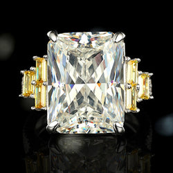 925 Sterling Silver Radiant Cut White Sapphire Ring for Women