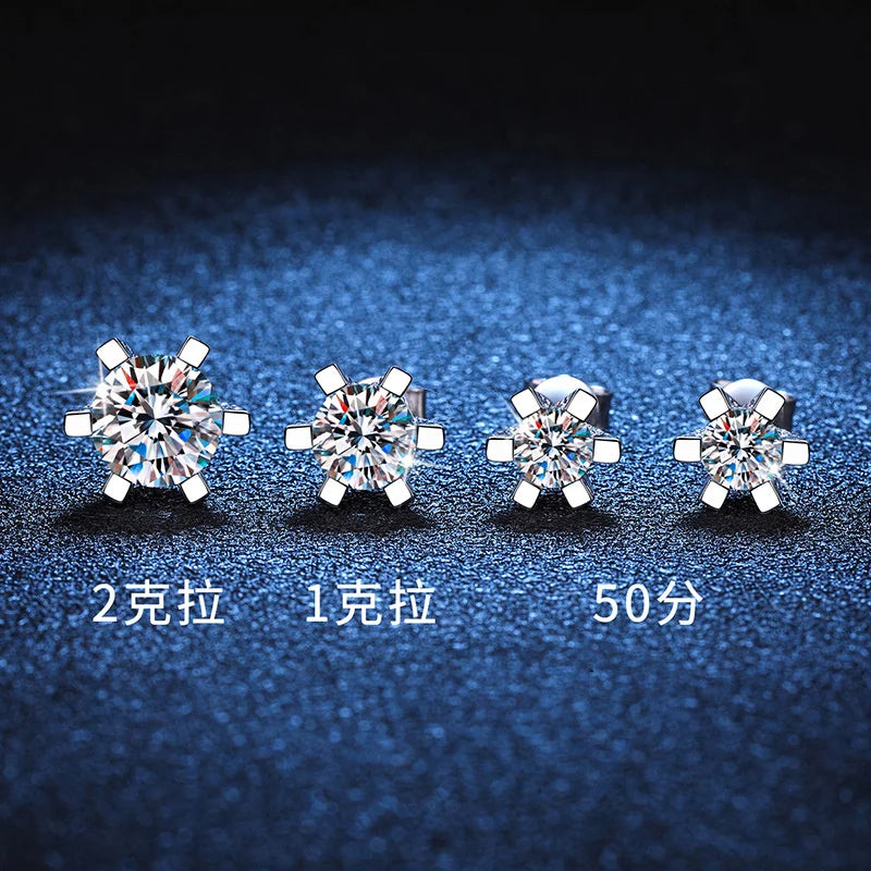 Sterling Silver Moissanite 0.5-4.0ct Stud Earrings for Women