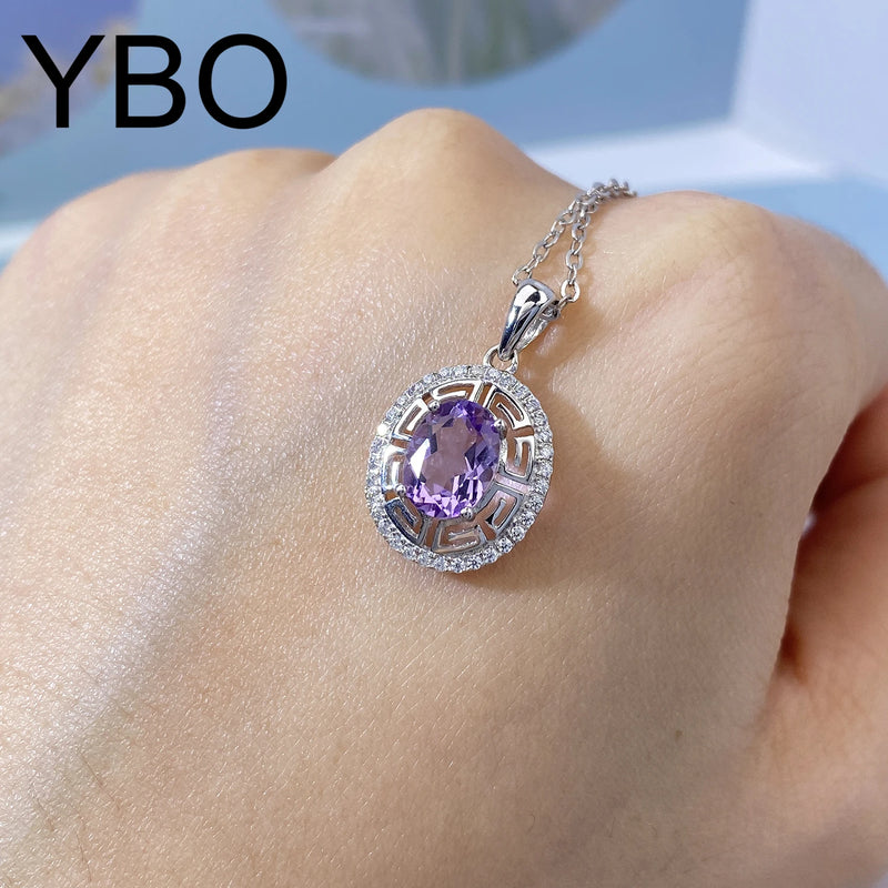 925 Sterling Silver Amethyst Pendant Necklace for Women