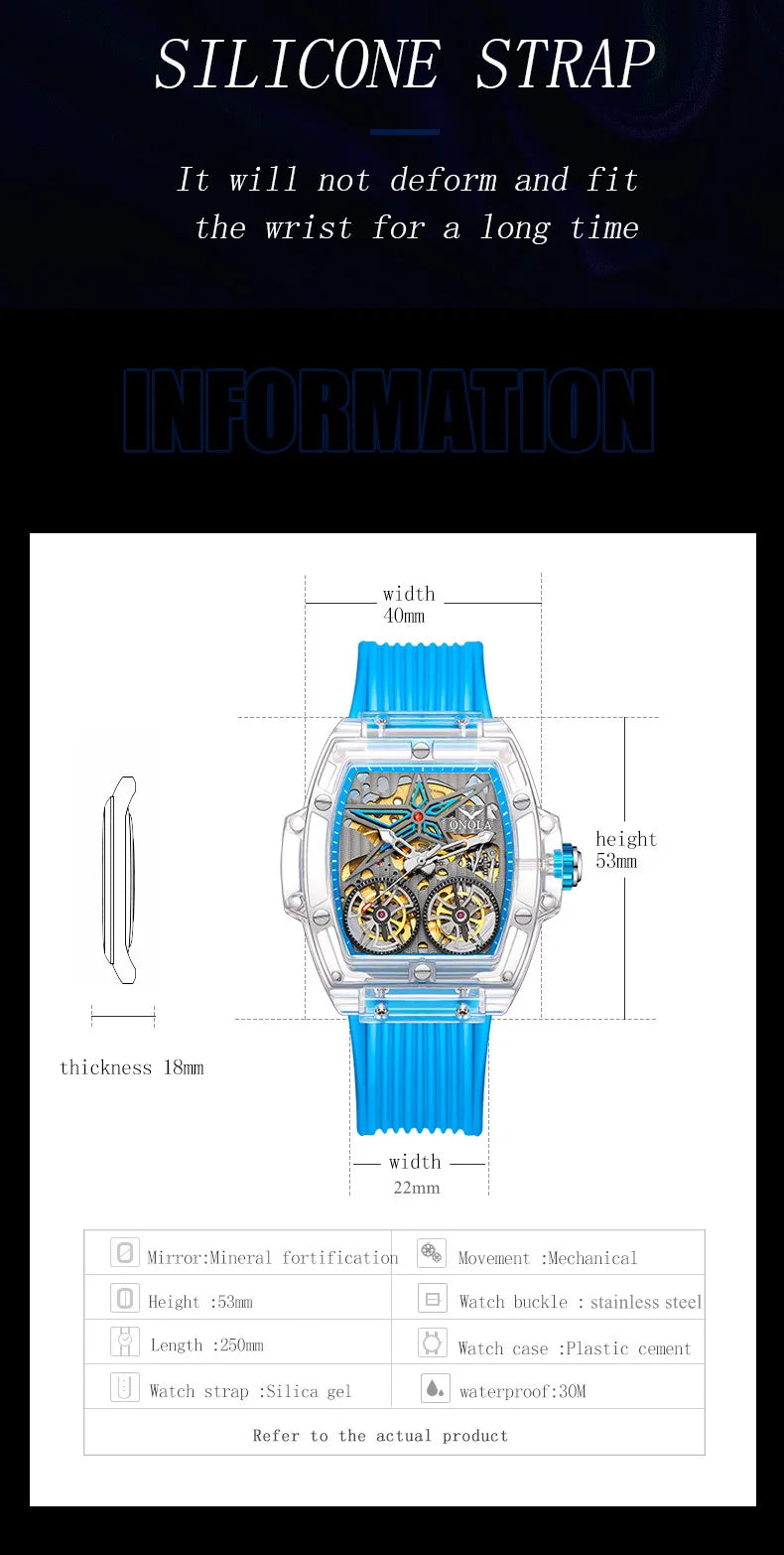 Transparent Plastic Luxury Mechanical Watch for Men