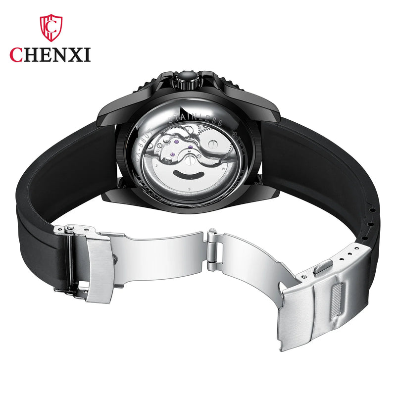 Stainless Steel Silicone Automatic Night Light Watch for Men