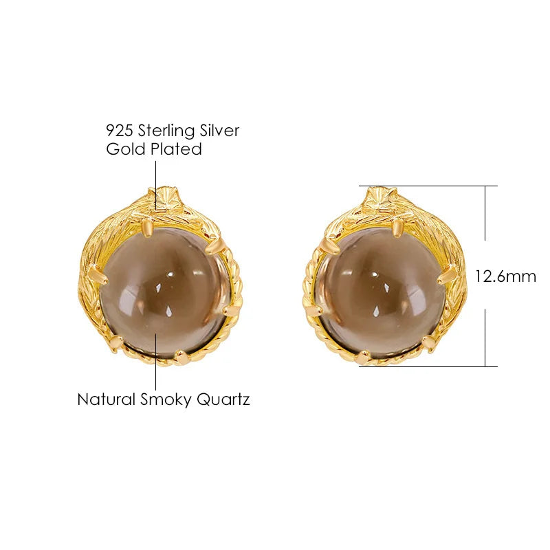 925 Sterling Silver Smoky Quartz Drop Earrings for Women