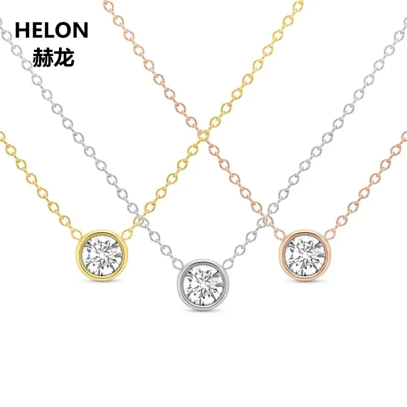 18K Yellow Gold 0.2ct Moissanite Pendant Necklace for Women