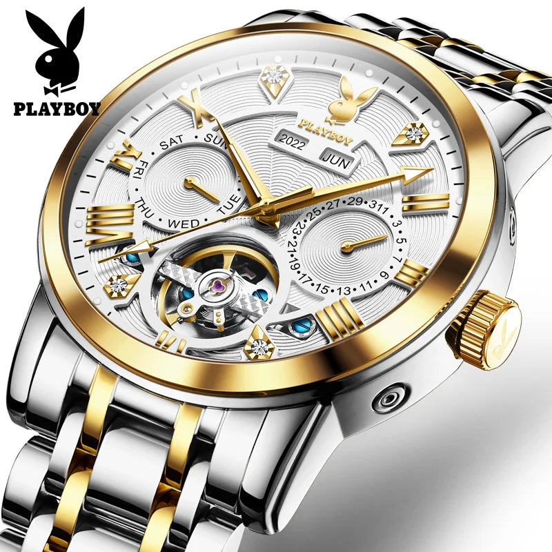 Stainless Steel Automatic Mechanical Watch for Men