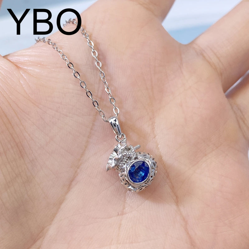 925 Sterling Silver Sapphire Pendant Necklace for Women