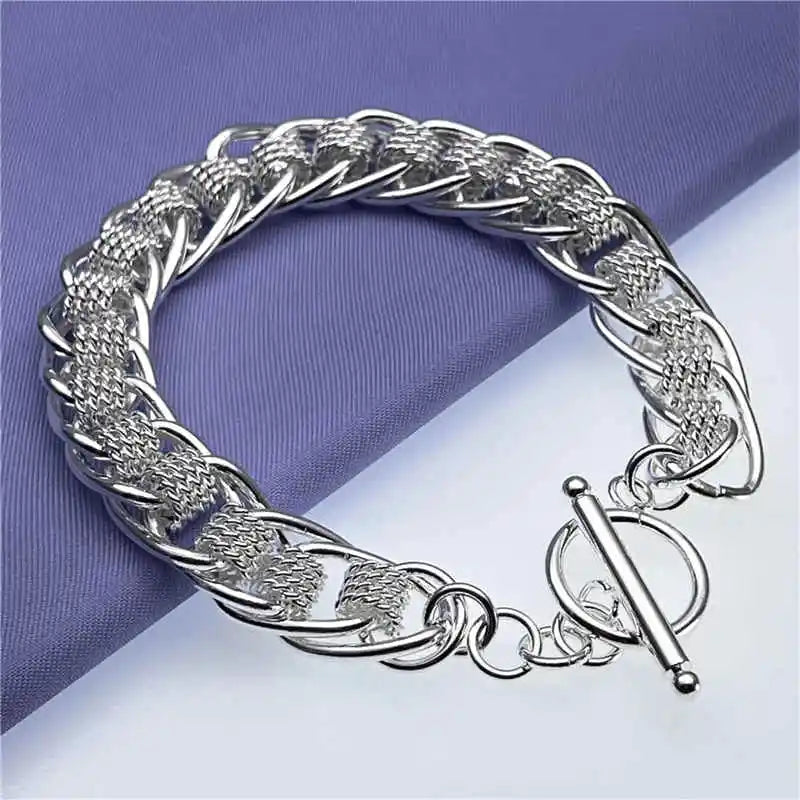 Sterling Silver Round Mesh Bracelet for Women