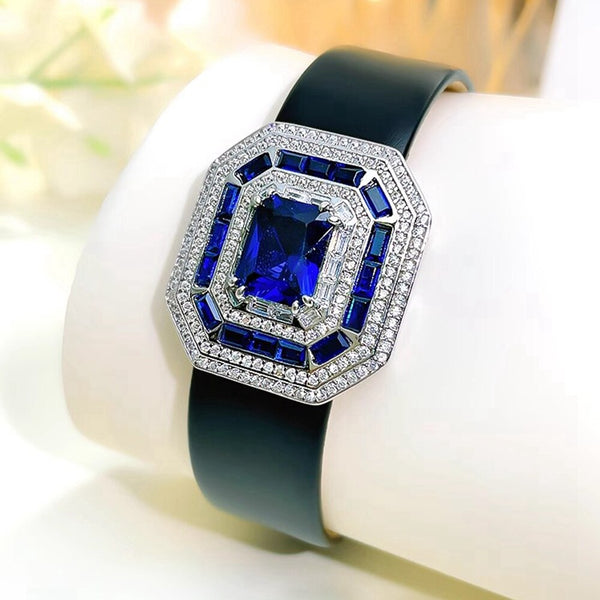 Wong Rain Vintage 925 Sterling Silver 4CT Emerald Ruby High Carbon Diamond Gemstone Belt Bracelet Necklaces Jewelry For Women