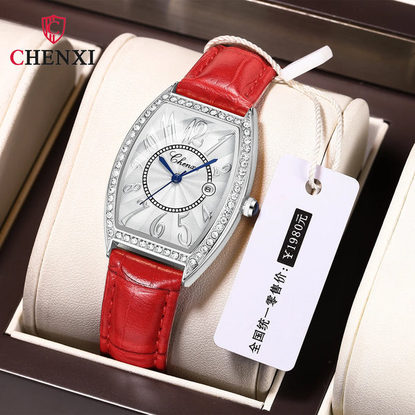 Quartz Diamond Leather Watch for Women