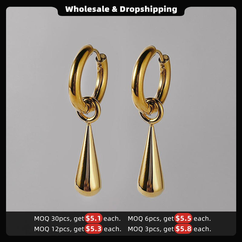 ENFASHION Gold Color Waterdrop Dangle Earrings for Women Drop Earings Stainless Steel Fashion Jewelry Party Pendientes E211340