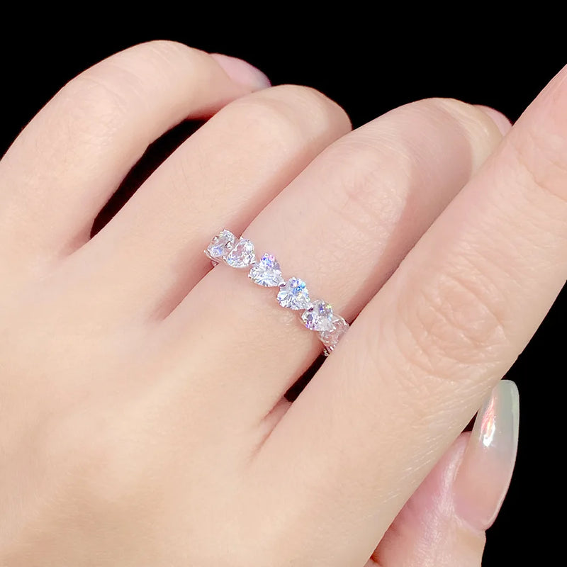 Sterling Silver 0.00 carat moissanite Heart Eternity Ring for Women