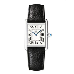 Square Luxury Watch for Women: Top Quality Soft Black Leather Band.