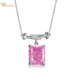 Sterling Silver Crushed Ice Cut Lab Sapphire Citrine Diamond Pendant Necklace for Women