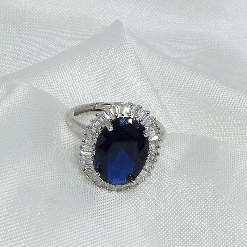 Sterling Silver Natural Sapphire Ring for Women